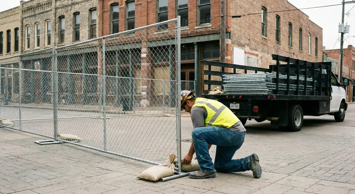 Temporary fence installation in Berwyn urban environment
