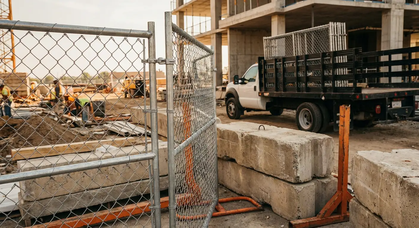 Commercial temporary fencing installation site in Berwyn, IL