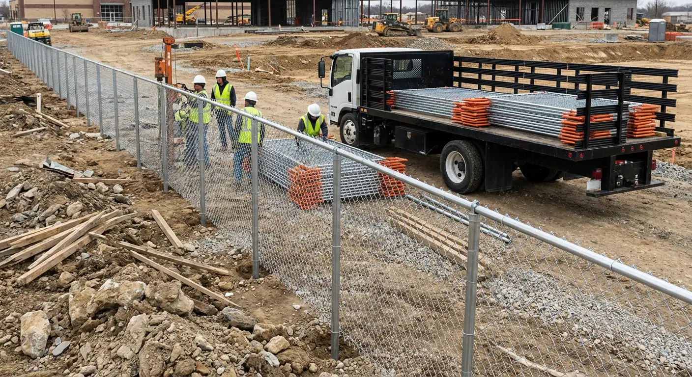 Post-Driven Construction Fence in Berwyn, IL