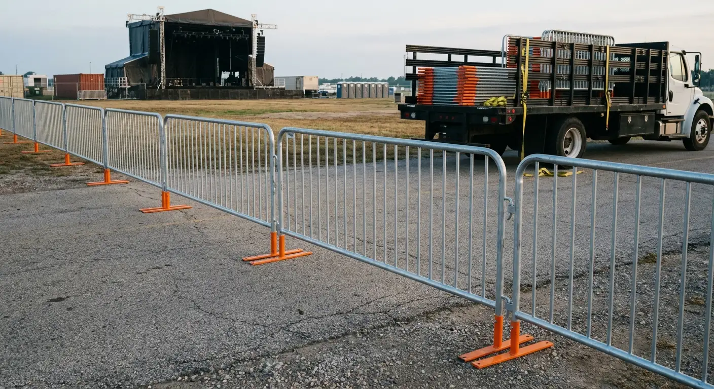 Crowd control barricade setup in Berwyn, IL