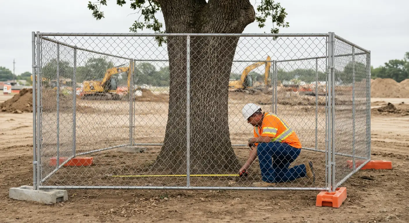 Tree protection zone fencing installation in Berwyn, IL