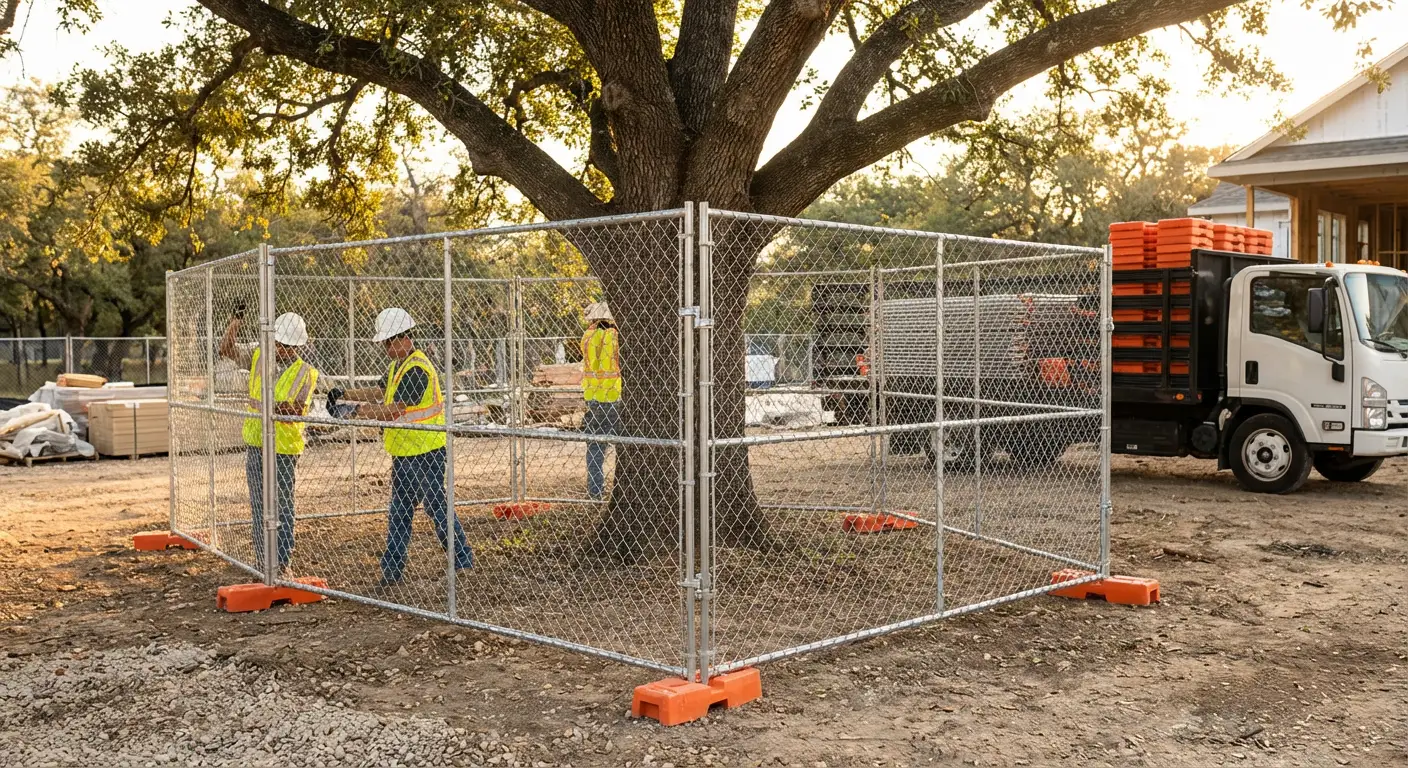 Tree protection zone fencing background in Berwyn, IL