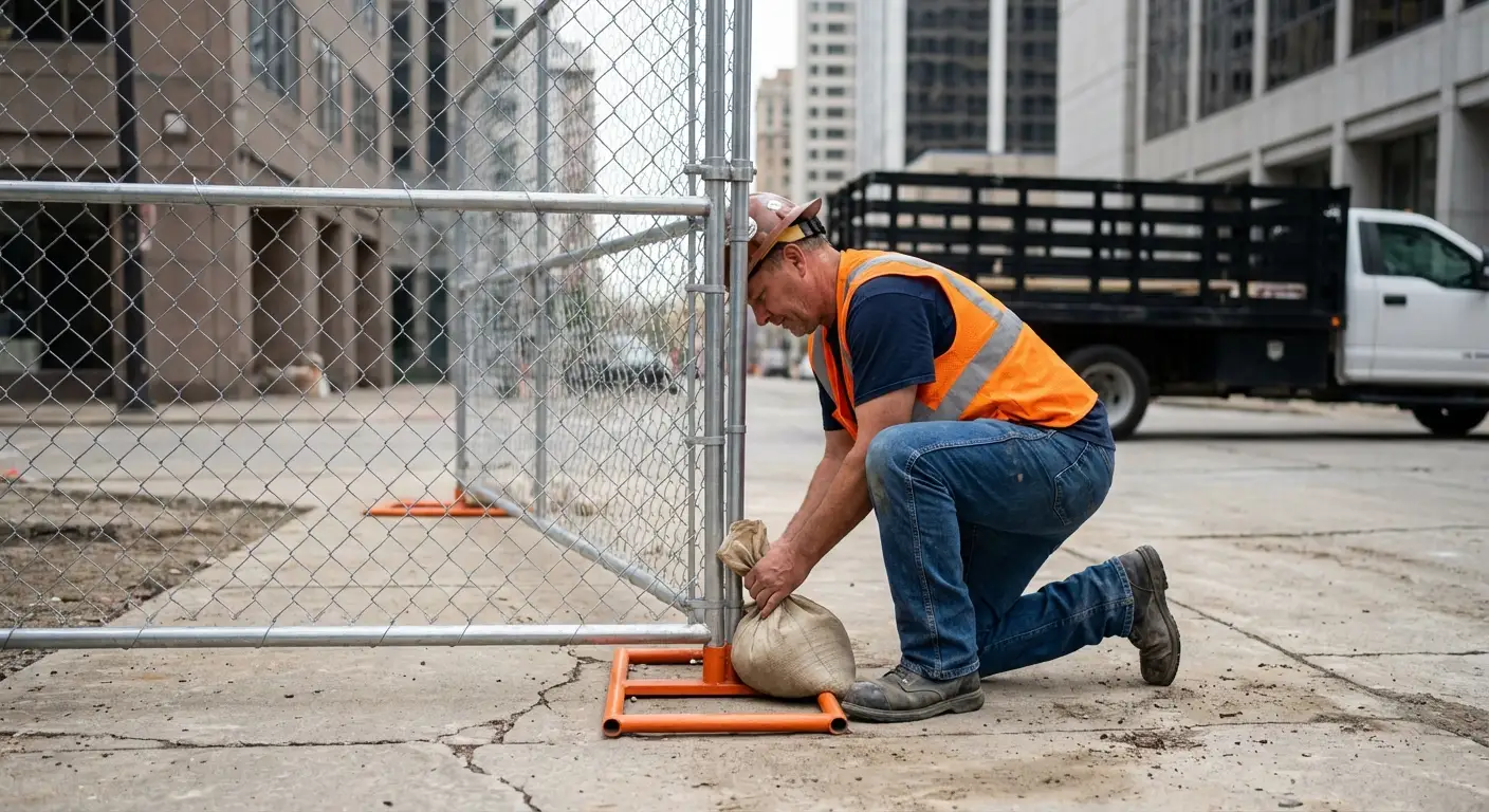 Temporary fence installation in Downtown Berwyn area