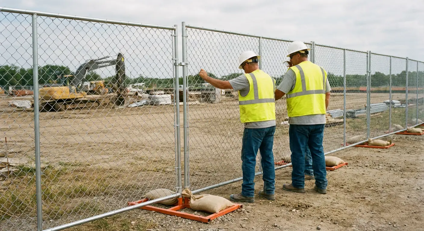 Construction site chain link panel installation in Berwyn, IL