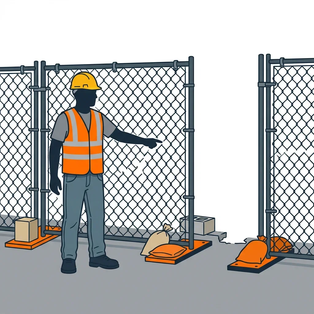 Diagram illustrating common construction site perimeter vulnerabilities in Berwyn, IL